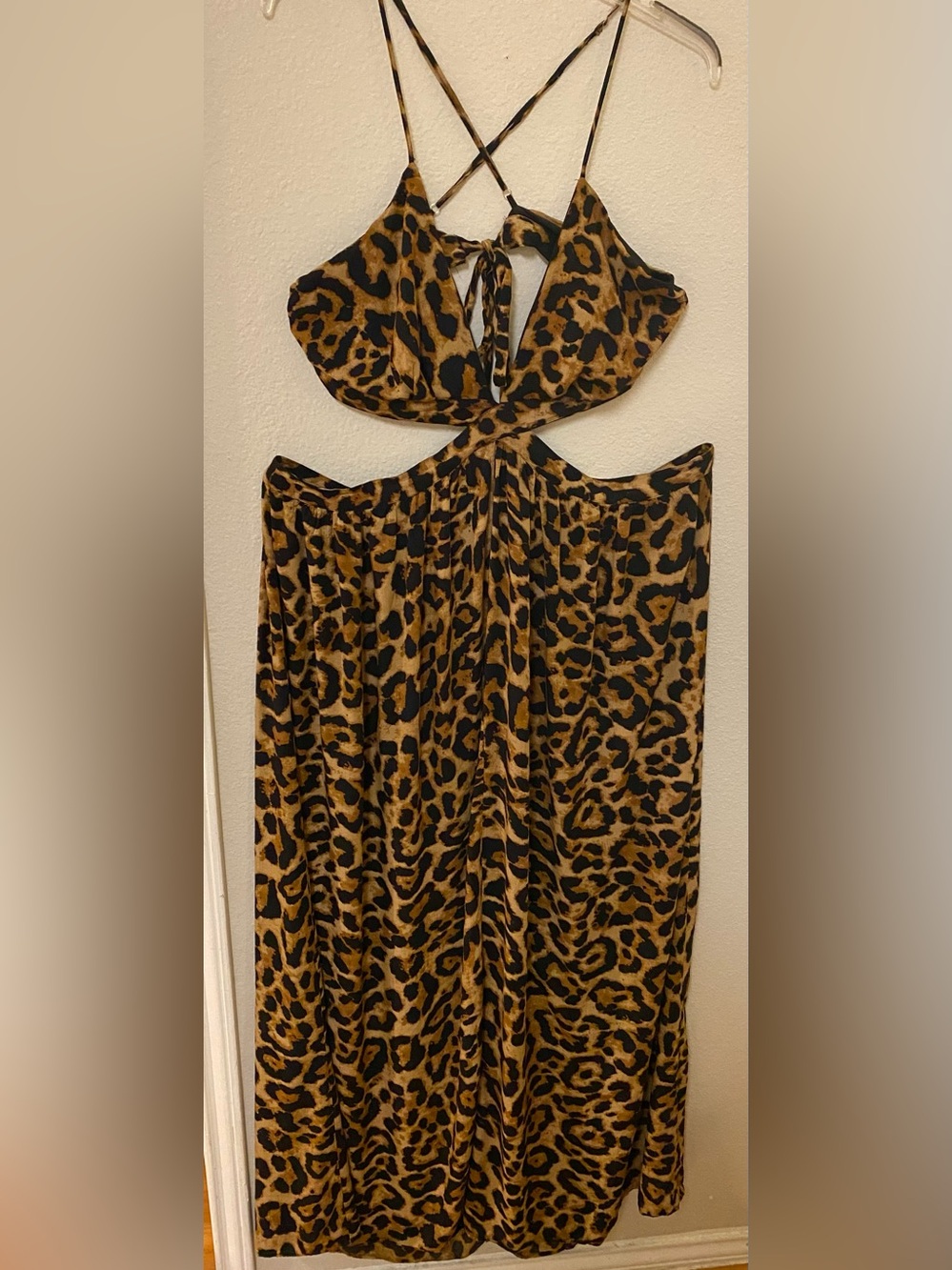 Fashion Nova Black & Brown Leopard-Print Halter Dress - Size 3X - EUC!